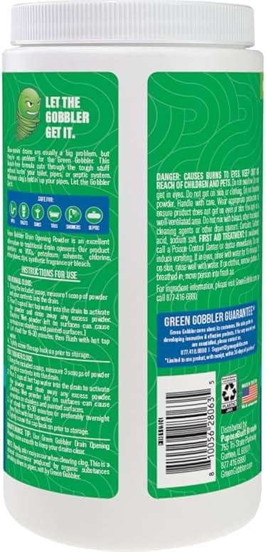 Green Gobbler Drain Clog Remover & Drain Cleaner Powder, 20+ Treatments, Maintenance Breaks Down Grease, Paper, Fat & Oil, Septic Safe - Image 2