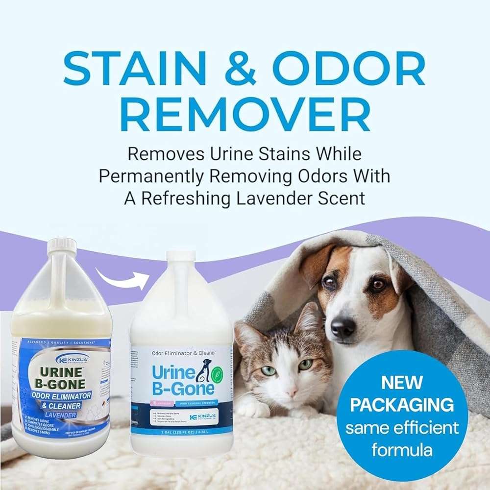 Urine B-Gone, Professional Enzyme Odor Eliminator & Pet Stain Remover, Human, Cat & Dog Urine Cleaner, Effective on Laundry, Carpets & More, Lavender Scent, 1 Gallon - Image 2