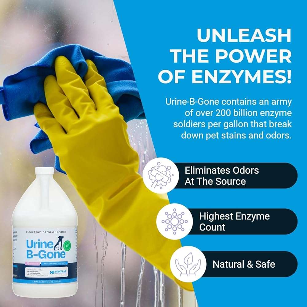 Urine B-Gone, Professional Enzyme Odor Eliminator & Pet Stain Remover, Human, Cat & Dog Urine Cleaner, Effective on Laundry, Carpets & More, Lavender Scent, 1 Gallon - Image 5