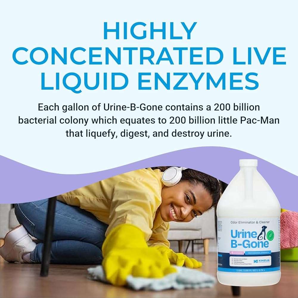 Urine B-Gone, Professional Enzyme Odor Eliminator & Pet Stain Remover, Human, Cat & Dog Urine Cleaner, Effective on Laundry, Carpets & More, Lavender Scent, 1 Gallon - Image 6