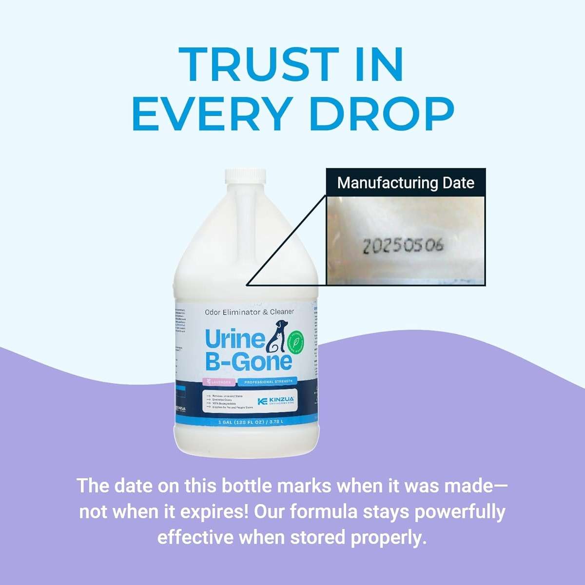 Urine B-Gone, Professional Enzyme Odor Eliminator & Pet Stain Remover, Human, Cat & Dog Urine Cleaner, Effective on Laundry, Carpets & More, Lavender Scent, 1 Gallon - Image 7