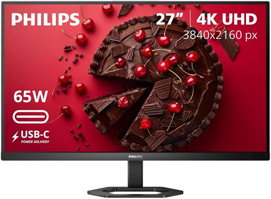 Philips 27 Inch 4K Computer Monitor, UHD 3840x2160 IPS Display with 65W USB-C Charging, HDR400, HDMI, DisplayPort, Height Adjustable Stand, 4 Year Advance Replacement Warranty, 27E1N5900R - Image 1
