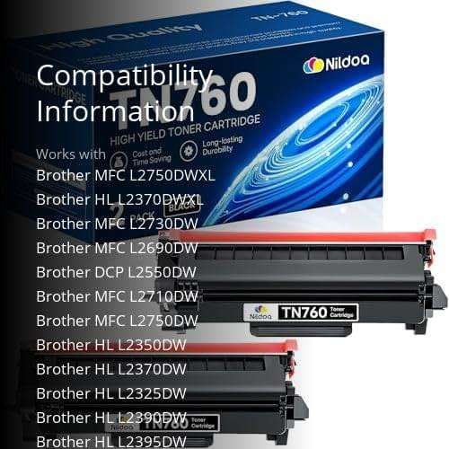 TN760 TN-760 Toner Cartridge High Yield Black Replacement for Brother TN760 TN-760 MFCL2750DW HLL2390DW MFCL2710DW HL-L2350DW Printer Ink, TN7602PK - Image 3