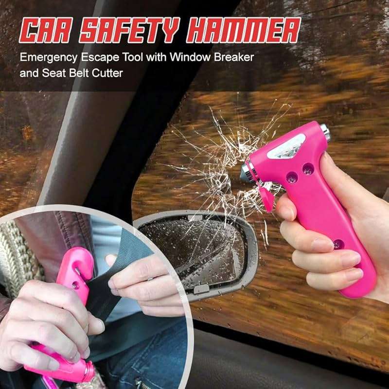 RGOAANC Car Safety Hammer, Metallic Multifunctional Automotive Window Breaker and Seatbelt Cutter, 3-in-1 Safety Emergency Car Escape Tool, Road Trip Essential and Must Haves Car Accessories - Image 3