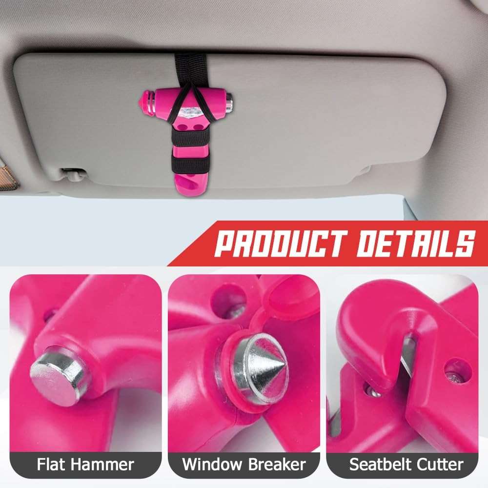 RGOAANC Car Safety Hammer, Metallic Multifunctional Automotive Window Breaker and Seatbelt Cutter, 3-in-1 Safety Emergency Car Escape Tool, Road Trip Essential and Must Haves Car Accessories - Image 4