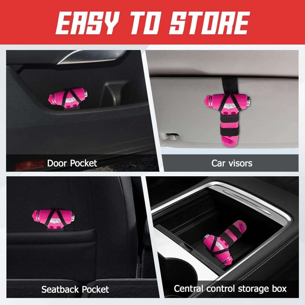 RGOAANC Car Safety Hammer, Metallic Multifunctional Automotive Window Breaker and Seatbelt Cutter, 3-in-1 Safety Emergency Car Escape Tool, Road Trip Essential and Must Haves Car Accessories - Image 5