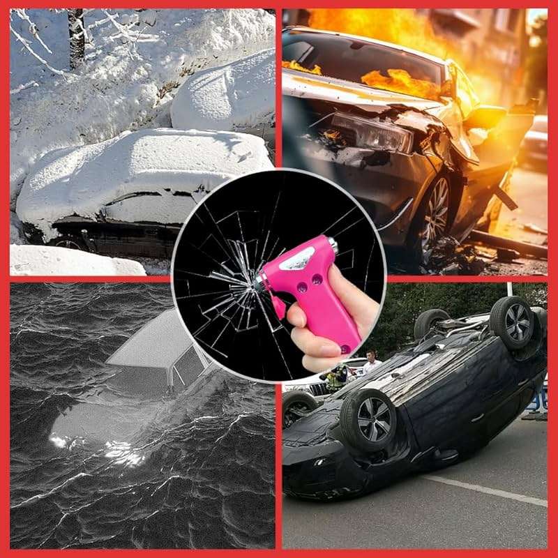 RGOAANC Car Safety Hammer, Metallic Multifunctional Automotive Window Breaker and Seatbelt Cutter, 3-in-1 Safety Emergency Car Escape Tool, Road Trip Essential and Must Haves Car Accessories - Image 7