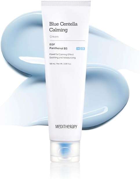 MEDITHERAPY Blue Centella Calming Cream - Hydrating Korean Face Moisturizer - Rapid Soothing Moisturizer Face Cream for All Types - Strengthening Skin Barrier for Glowing Skin - Non-Clogging 3.38 fl. - Image 1