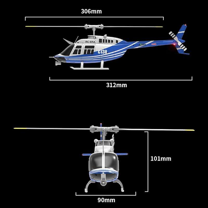 Ssccgym C138 206 Remote Controlled Helicopter Aircraft Plane RC Heli Aileronless 6CH 6-Axis Gyroscope Altitude Hovering Add Optical Flow Localization 2Battery for Adults Beginners (Red) - Image 2