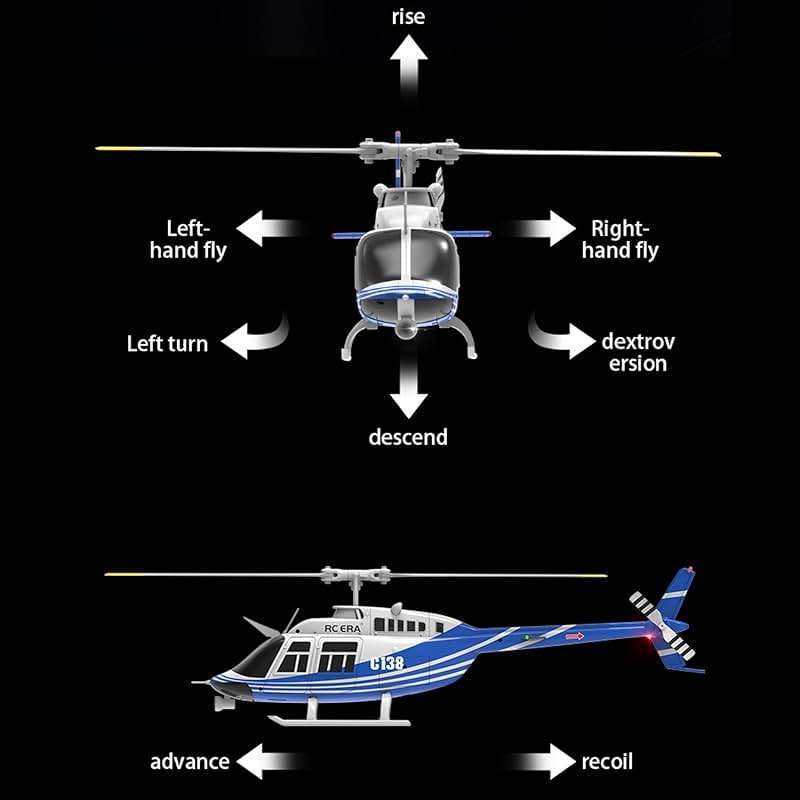 Ssccgym C138 206 Remote Controlled Helicopter Aircraft Plane RC Heli Aileronless 6CH 6-Axis Gyroscope Altitude Hovering Add Optical Flow Localization 2Battery for Adults Beginners (Red) - Image 6