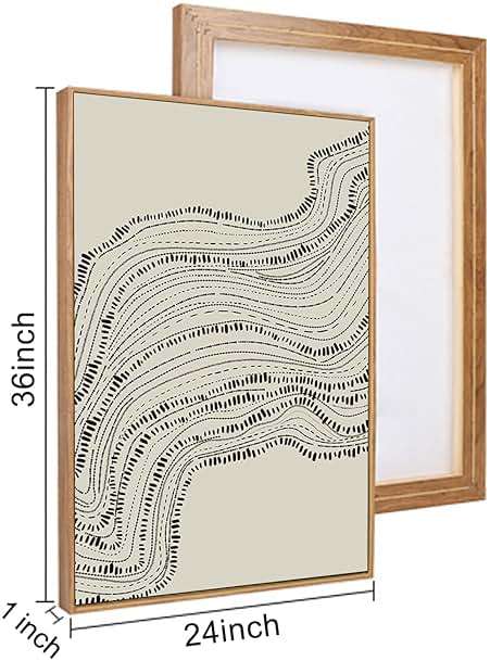 HLNIUC Neutral Abstract Framed Canvas Wall Art Set, Black Beige Wave Line Wall Decor, Large Minimalist Painting, Modern Geometric Art Print for Living Room, Bedroom, Dinning Room, Office - 24"x36"x3 - Image 7