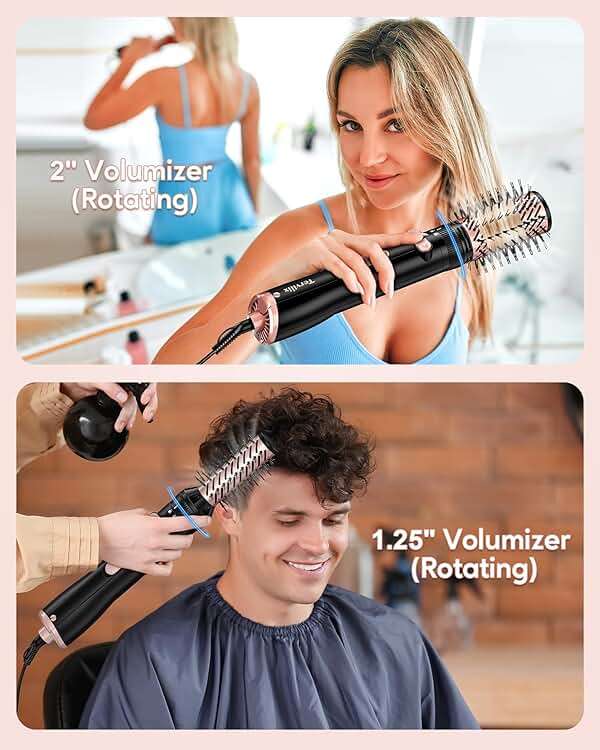 Terviiix 4-in-1 Hot Air Brush, 1000W Styler with 2 Rotating Round Brushes | Volumizing Blowout Styler to Finish Towel-Dried Hair, Oval Volumizer and Diffuser, Tourmaline Ceramic for Smooth Volume - Image 2