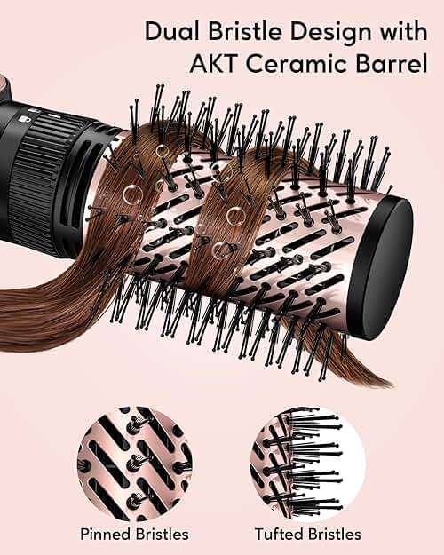 Terviiix 4-in-1 Hot Air Brush, 1000W Styler with 2 Rotating Round Brushes | Volumizing Blowout Styler to Finish Towel-Dried Hair, Oval Volumizer and Diffuser, Tourmaline Ceramic for Smooth Volume - Image 5