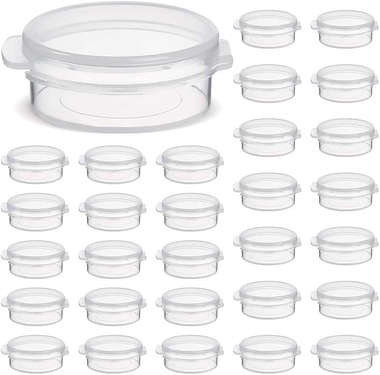 Liobelon 30 Pack 10g/0.34oz Clear Plastic Sample Jars with Snap Lids, Mini Travel-Size Cosmetic Containers for Cream, Skincare, Powder, Jewelry - Image 1