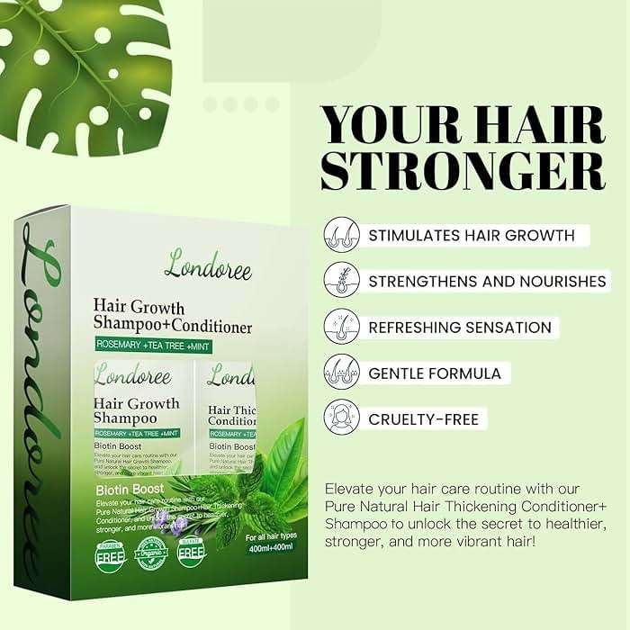 Rosemary Hair Growth Shampoo and Conditioner Set for Thinning Hair – Biotin Thickening Shampoo for Hair Loss, Sulfate Free with Mint and Tea Tree Oil for Scalp Care Women & Men 13.5 oz (400ml) Each - Image 5