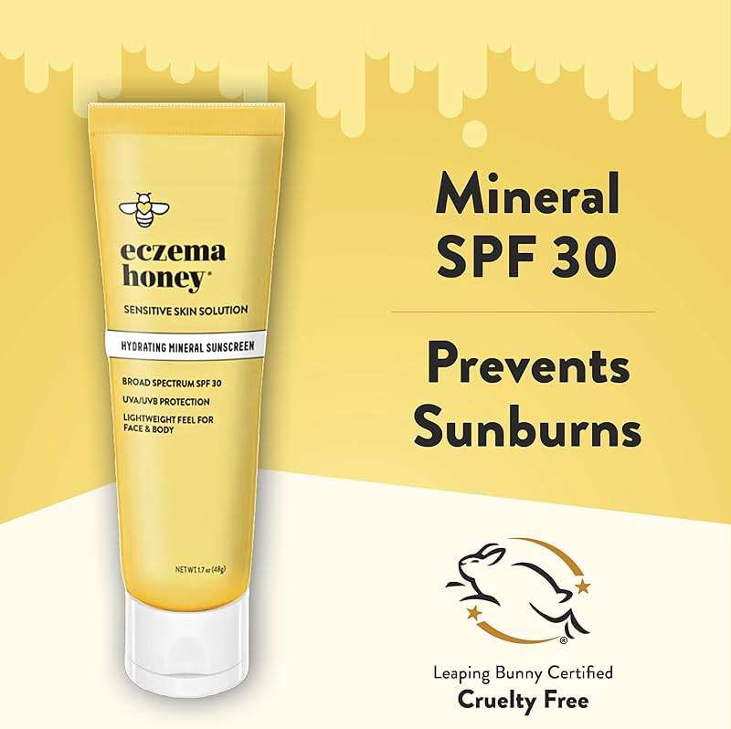 Eczema Honey Hydrating Mineral Sunscreen - Lightweight SPF 30 Sun Cream - Body & Face Sunscreen for All Ages (1.7 Oz) - Image 6