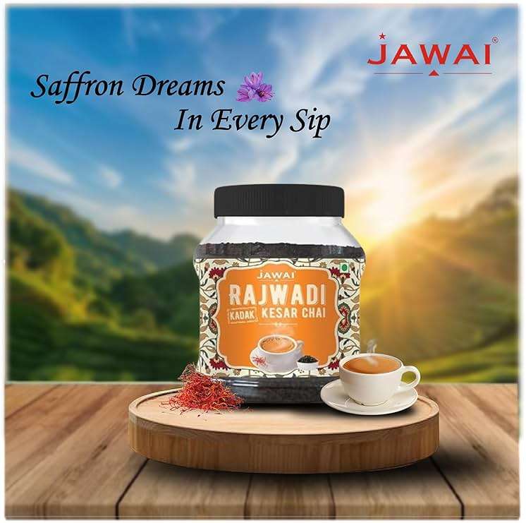 JAWAI RAJWADI KADAK KESAR CHAI TEA, Saffron Tea, Loose Leaf Black Tea (100 Cups/8.8 oz), Authentic Indian Tea with Saffron, Premium Flavor Chai Blend for Chai Latte, Hot & Traditional Brewing - Image 2