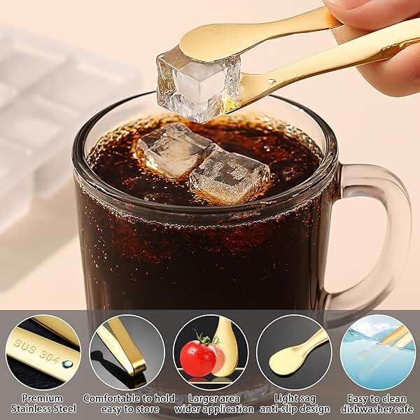 8PCS Gold Mini Metal Tongs, 4.3" Stainless Steel Tiny Tong, Small Kitchen Accessories for Serving Food, Ice, Sugar Cube, Salad, Toaster, Desserts - Image 4