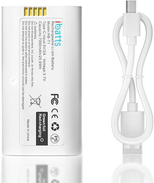 IBATTS 1 Pack Removable Battery for Wyze Battery Cam Pro/Wyze Wireless Duo Cam Doorbell/Wyze Palm Lock, 7000mAh Rechargeable Outdoor Battery Pack Replacement with USB-C Port WBAT1 WBAT2 - Image 1
