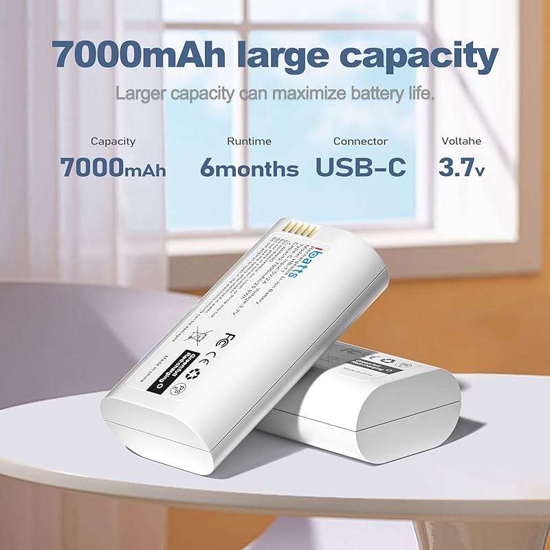 IBATTS 1 Pack Removable Battery for Wyze Battery Cam Pro/Wyze Wireless Duo Cam Doorbell/Wyze Palm Lock, 7000mAh Rechargeable Outdoor Battery Pack Replacement with USB-C Port WBAT1 WBAT2 - Image 2