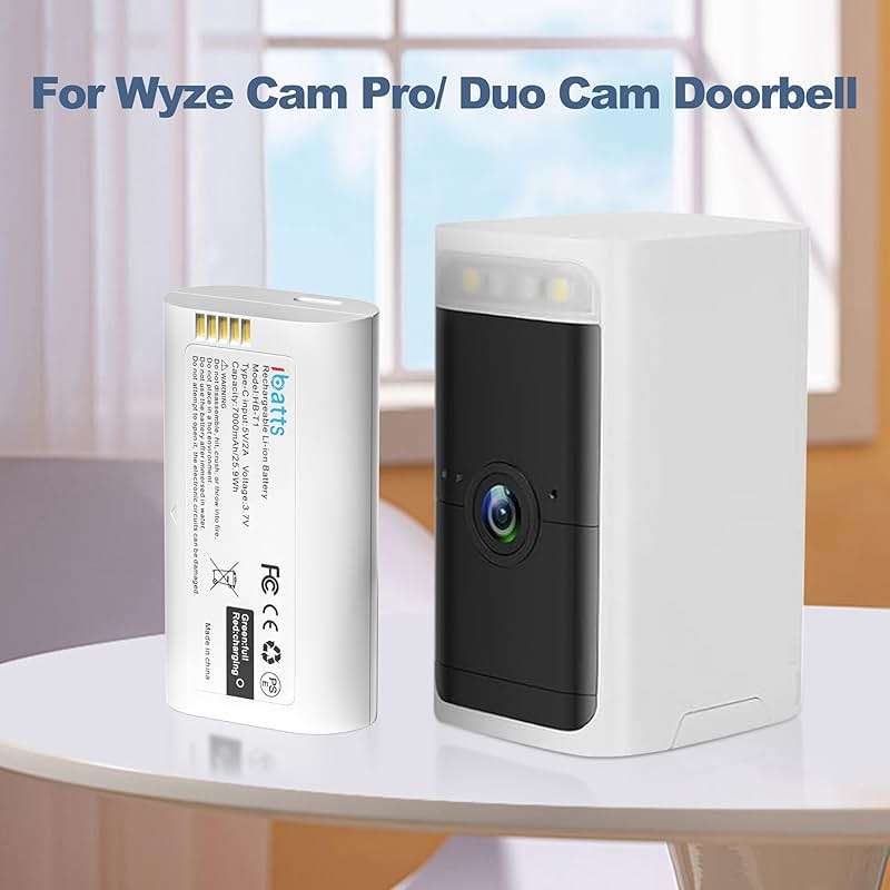IBATTS 1 Pack Removable Battery for Wyze Battery Cam Pro/Wyze Wireless Duo Cam Doorbell/Wyze Palm Lock, 7000mAh Rechargeable Outdoor Battery Pack Replacement with USB-C Port WBAT1 WBAT2 - Image 4