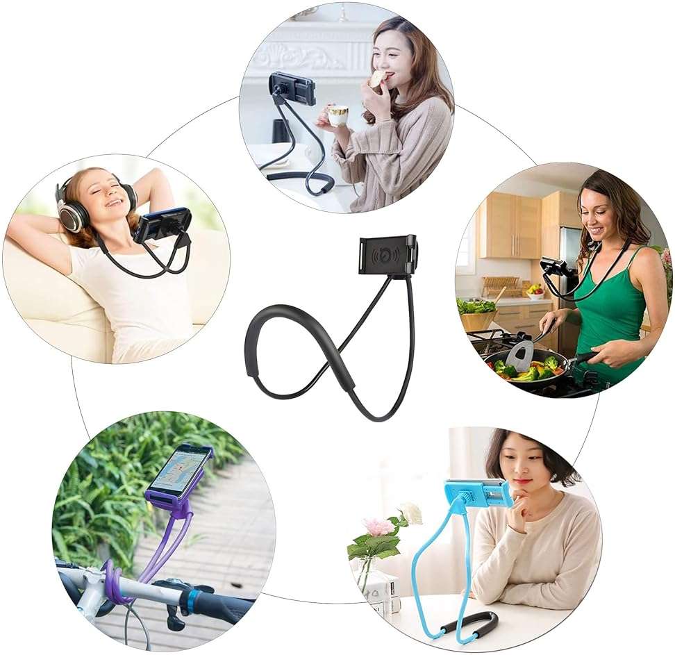 Lazy Cell Phone Holder, Universal Cell Phone Holder for Smart Mobile Phone,Hanging on Neck Cell Phone Mount Holder ,Hands-Free Mobile Phone Holder on Bed/Tableb, 27.6'' Length for 4.7''-6.7'' Size - Image 3