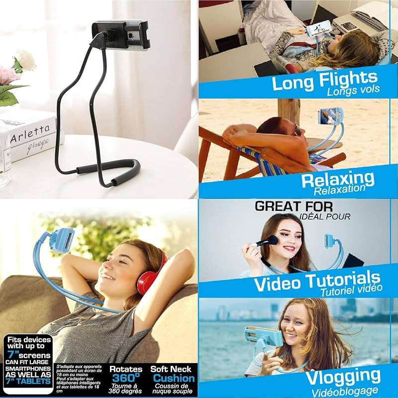 Lazy Cell Phone Holder, Universal Cell Phone Holder for Smart Mobile Phone,Hanging on Neck Cell Phone Mount Holder ,Hands-Free Mobile Phone Holder on Bed/Tableb, 27.6'' Length for 4.7''-6.7'' Size - Image 7