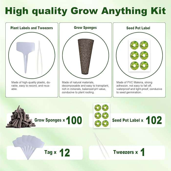 215 Pack Hydroponic Pods Supplies for Aerogarden Pods, Grow Sponges for Hydroponics, Seed Pods Kit with 100 Grow Sponges, 102 Pod Labels,12 Plant Labels, 1 Tweezer for Hydroponic Indoor Garden System - Image 3