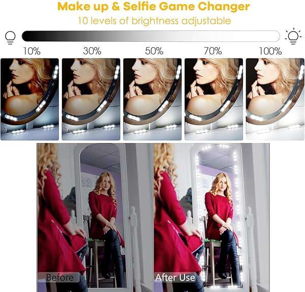 DLOMT Vanity Lights for Mirror LED Makeup Light Strip with 3 Color Temperature Lighting Modes and Dimmable Stick on Vanity Bathroom Mirror,Ultra Bright (Mirror Not Included) - Image 3