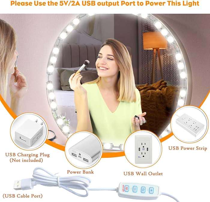 DLOMT Vanity Lights for Mirror LED Makeup Light Strip with 3 Color Temperature Lighting Modes and Dimmable Stick on Vanity Bathroom Mirror,Ultra Bright (Mirror Not Included) - Image 6
