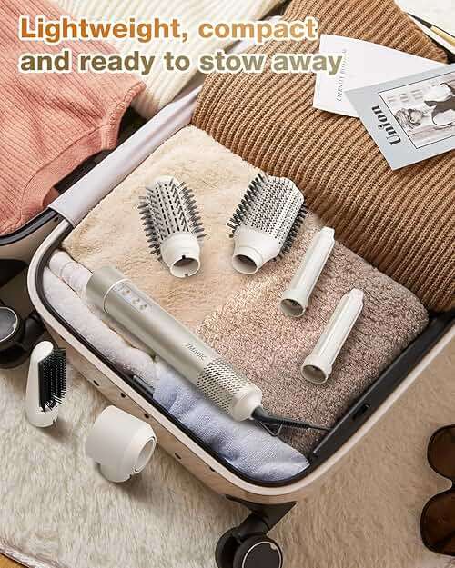 7MAGIC 6 in 1 Multi Hair Styler Dryer Brush, 110,000 RPM High-Speed, Negative Ionic, Fast Drying for Professional Blow Dry, Curling, Volumizing, Straightening and Styling, Gold - Image 7
