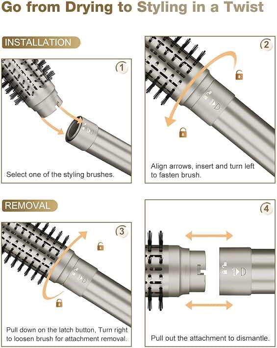 7MAGIC 6 in 1 Multi Hair Styler Dryer Brush, 110,000 RPM High-Speed, Negative Ionic, Fast Drying for Professional Blow Dry, Curling, Volumizing, Straightening and Styling, Gold - Image 9