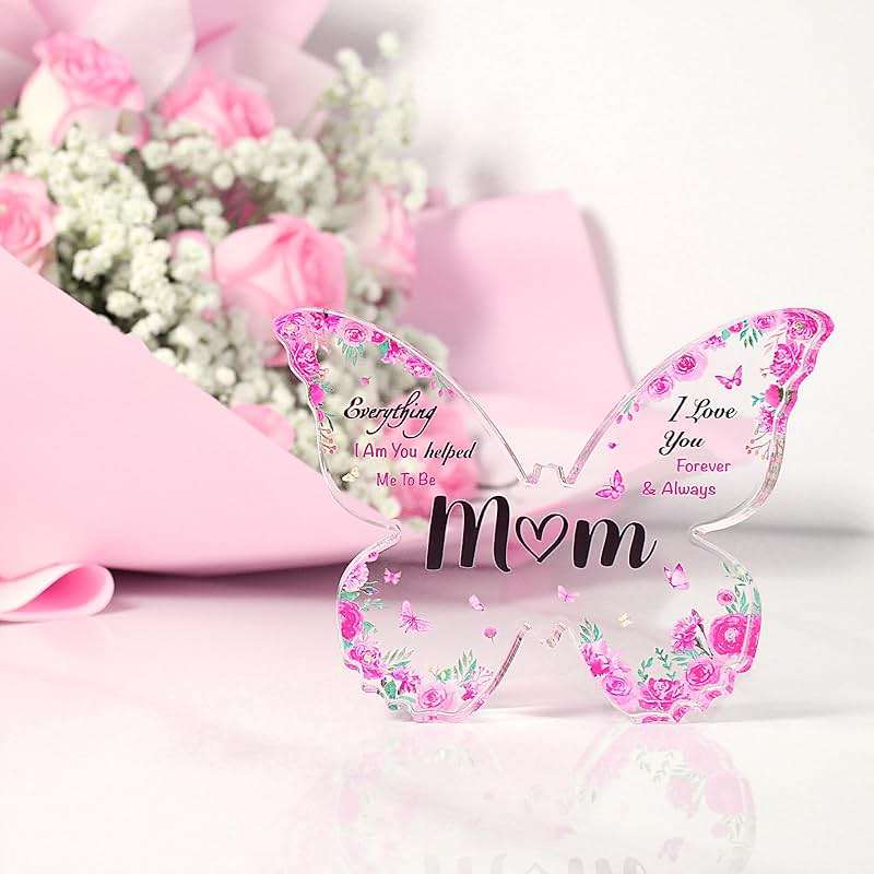 Mothers Day Gifts for Mom - Engraved Butterfly-Shaped Acrylic Plaque Decor 5 x 3.8 Inch - Christmas Birthday Mothers Day Gifts for Mom, Heartwarming Home Decor - Image 2