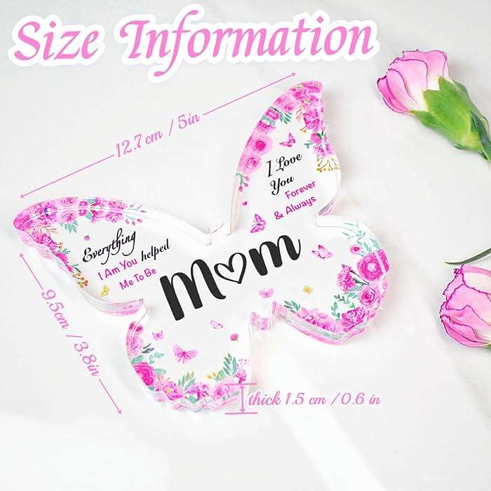 Mothers Day Gifts for Mom - Engraved Butterfly-Shaped Acrylic Plaque Decor 5 x 3.8 Inch - Christmas Birthday Mothers Day Gifts for Mom, Heartwarming Home Decor - Image 3