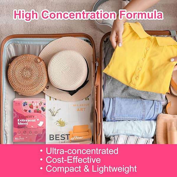 YUCO Laundry Detergent Sheets Berry Scent 80 Loads Eco Laundry Soap Washer Sheet, Liquidless Washing Detergent Sheets for Laundry for Travel, Plastic Free, Hypoallergenic - Image 6