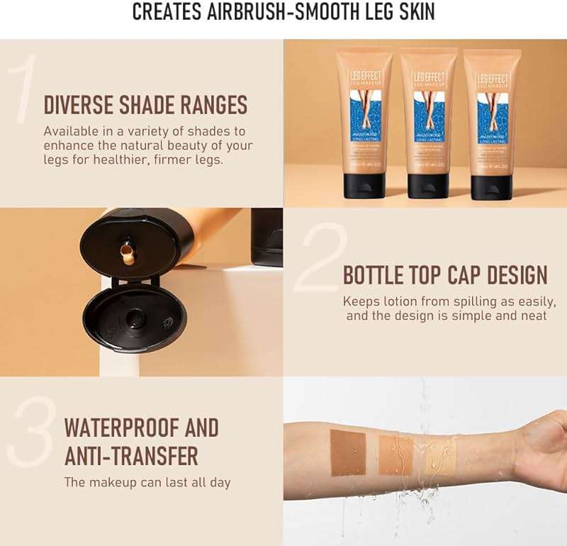 Leg and Body Makeup, Skin Perfecting Body Foundation, Tattoo Cover Up Makeup, Spider Vein Concealer for Leg and Body Scar Cover up Makeup, Flawless Looking Legs, Evens Skin Tone (Medium Golw) - Image 3