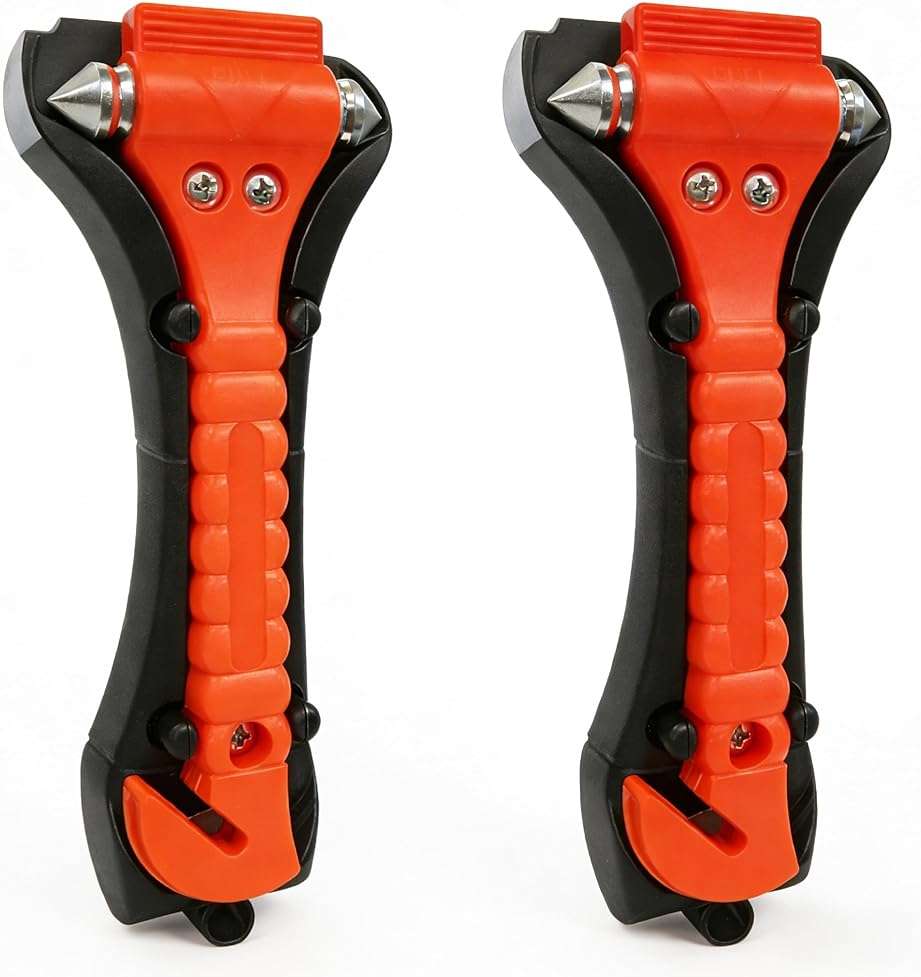BFXM Car Window Breaker Hammer and Seat Belt Cutter 2-in-1, Car Accessories, Emergency Escape Tool, Safety Glass Breaker, Automotive Safety Essentials, Truck Accessories, 2 Packs - Image 1