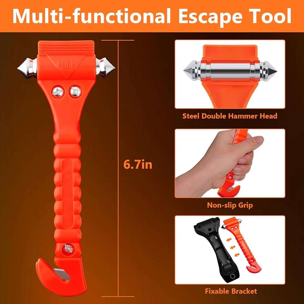 BFXM Car Window Breaker Hammer and Seat Belt Cutter 2-in-1, Car Accessories, Emergency Escape Tool, Safety Glass Breaker, Automotive Safety Essentials, Truck Accessories, 2 Packs - Image 2