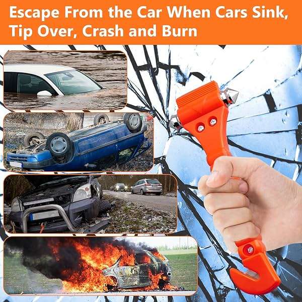 BFXM Car Window Breaker Hammer and Seat Belt Cutter 2-in-1, Car Accessories, Emergency Escape Tool, Safety Glass Breaker, Automotive Safety Essentials, Truck Accessories, 2 Packs - Image 4