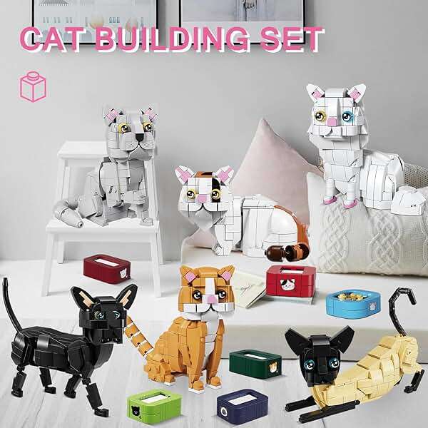 KAZI White Cat Building Toy Set,Valentine's Day Gifts Idea for Cat Lovers,Cats Toy for Boys & Girls Age 8-12,Creative Activity,Halloween Christmas Party Favors,Birthday Gifts,Easter Basket Stuffers - Image 6