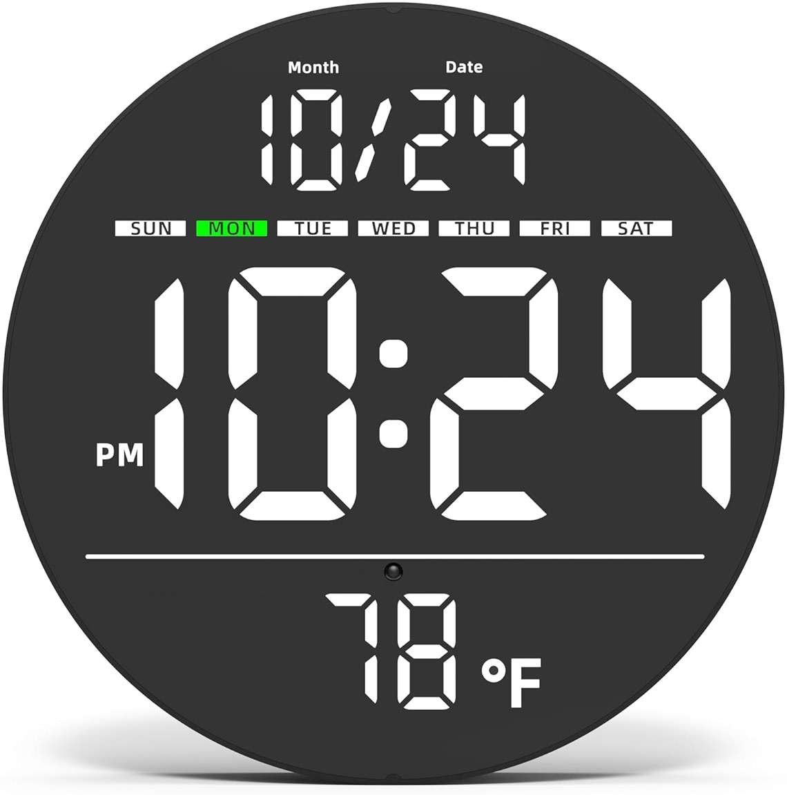 Digital Wall Clock with Large LED Display, Date, Temperature, Auto-Brightness | Small [PLUG-IN] Clock | Modern Electric Wall Clock for Bedroom, Classroom, Living Room, Home, Office, Farmhouse – White - Image 1