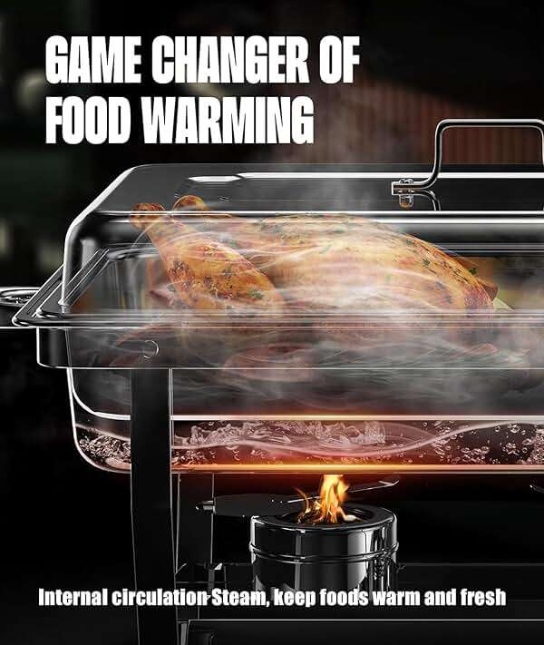 Chafing Dishes for Buffet 4 Pack, 9QT [No Fingers Cut] Roll Edge Designed Chafing Dish Buffet Set [Mirror-Like Polished Finish] Food Warmers for Parties, Birthday, Holiday Parties, Church Events, etc - Image 3