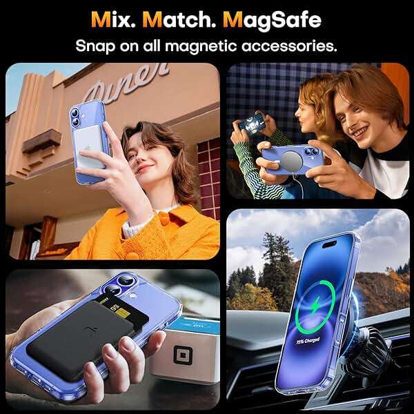 TAURI for iPhone 16 Case, Compatible with MagSafe, with Screen Protectors, Anti-Yellowing Military-Grade Protection, Shockproof Slim Magnetic Phone Case for iPhone 16 6.1", Clear - Image 6