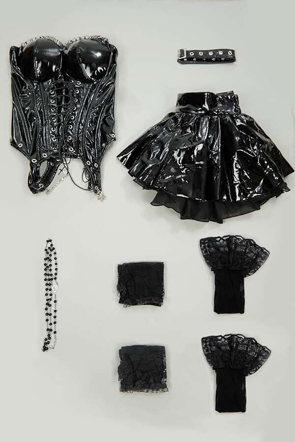 MEOWCOS Women Corset Dress Gothic Camisole and Skirt Set with Net Stockings and Lace Sleeves - Image 6