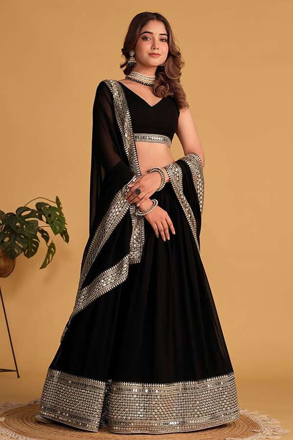 RoohVastra indian ready to wear lehenga choli for women flared party night with stitched blouse 8328-U - Image 3