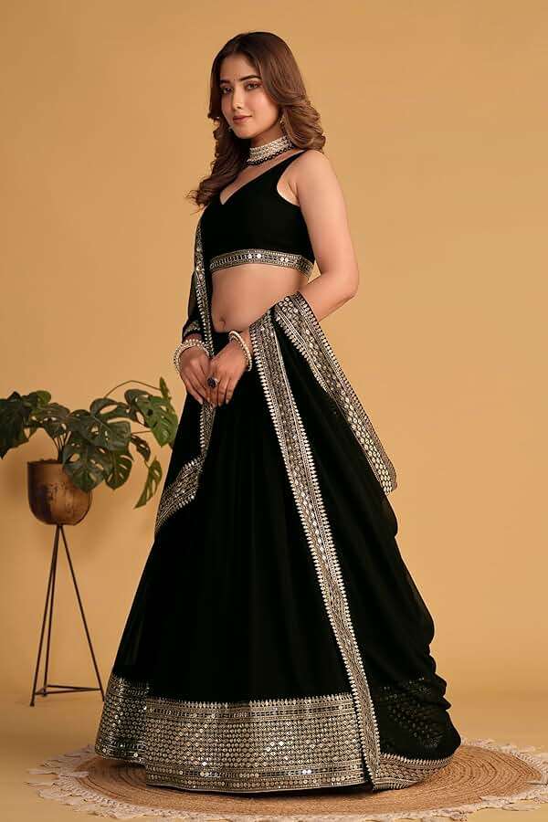 RoohVastra indian ready to wear lehenga choli for women flared party night with stitched blouse 8328-U - Image 5