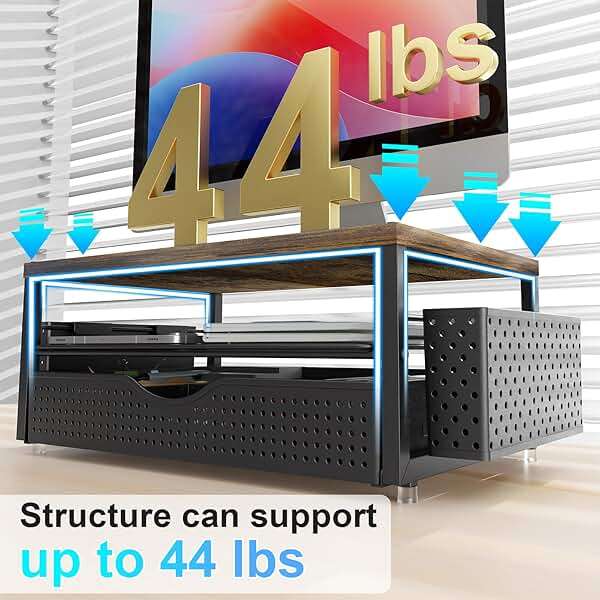 gianotter Desk Organizers and Accessories, Monitor Stand with Drawer and 2 Pen Holder, Desktop Organizer Suitable for Offices and Dormitories (Wood-Plain) - Image 6