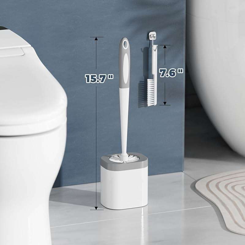 Holaloha Toilet Brush, 3 Pack Toilet Brush and Holder Set Bathroom Accessories, Toilet Bowl Brush and Holder with 3 Crevice Brush for Bathroom, Toilet Scrubber Brush (White) - Image 2