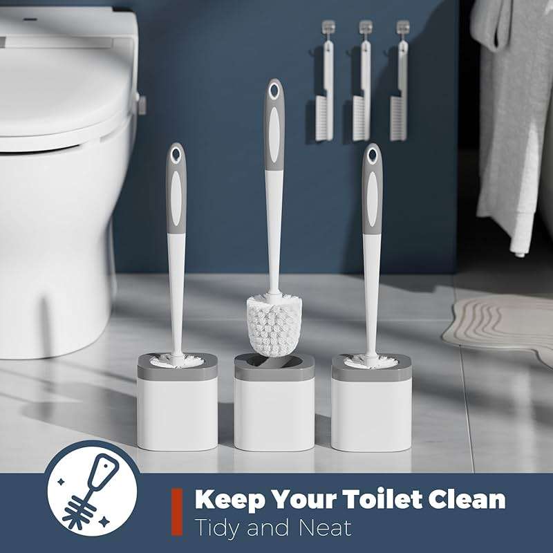 Holaloha Toilet Brush, 3 Pack Toilet Brush and Holder Set Bathroom Accessories, Toilet Bowl Brush and Holder with 3 Crevice Brush for Bathroom, Toilet Scrubber Brush (White) - Image 5