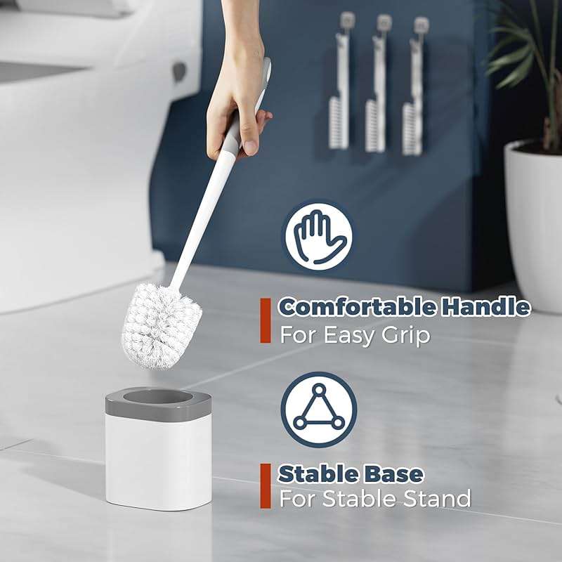 Holaloha Toilet Brush, 3 Pack Toilet Brush and Holder Set Bathroom Accessories, Toilet Bowl Brush and Holder with 3 Crevice Brush for Bathroom, Toilet Scrubber Brush (White) - Image 6